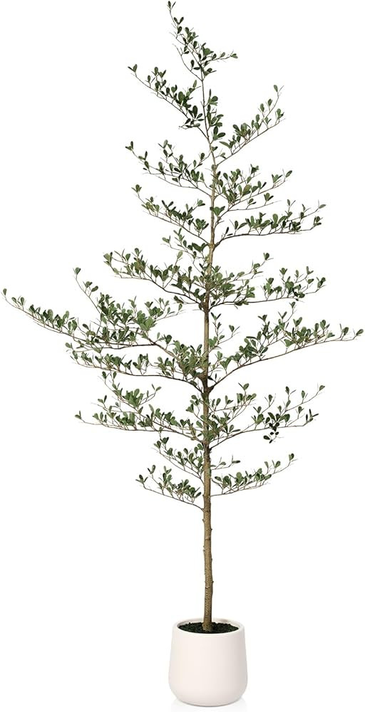 Artificial Black Olive Tree 7FT - Faux Olive Trees with Modern White Planter & Moss for Indoor Ho... | Amazon (US)