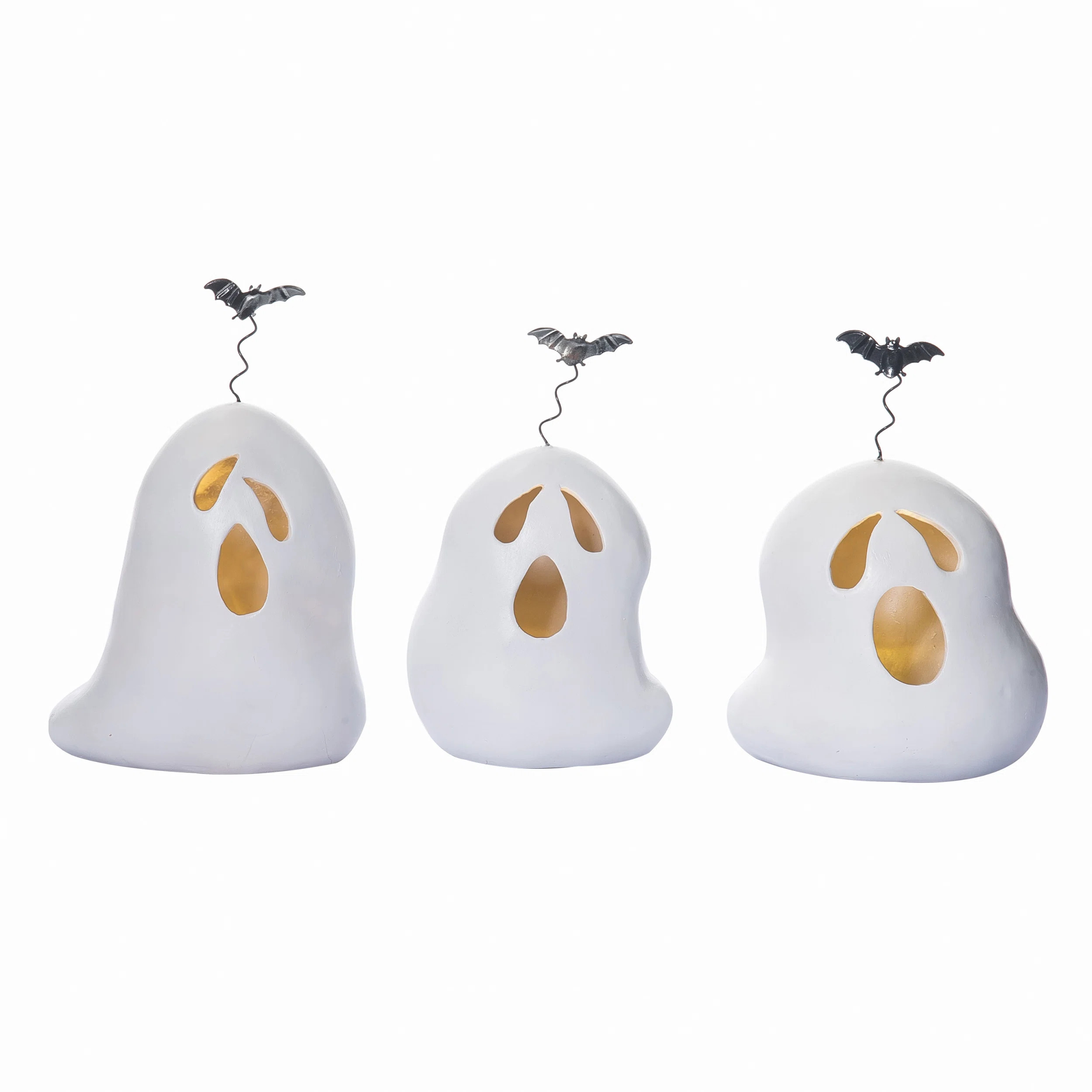 Resin Light Up Sculpted Ghost Figurine Set of 3 Halloween Home Decorations | Wayfair North America