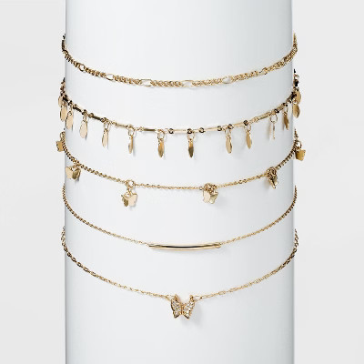 Shiny Gold Butterfly Choker Necklace Set 5pc - Wild Fable™ Gold | Target