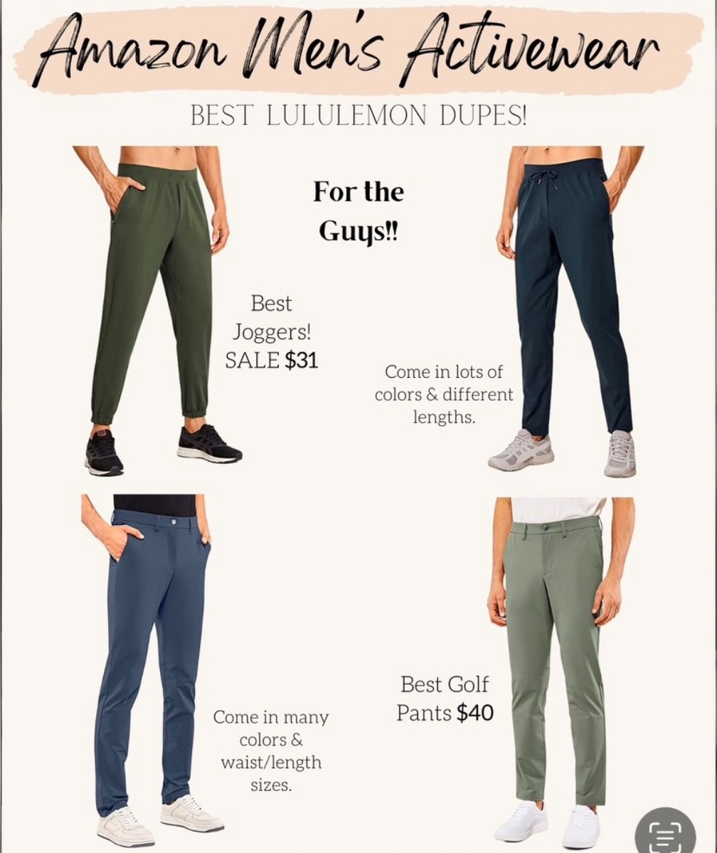 The best Lululemon dupes for men’s joggers and golf pants from Amazon! These are a fraction of the price & some colors are even on sale! My husband LOVES these styles. Get these for all of the guys in your life! 

Lululemon dupe. Amazon finds. Black Friday. Men’s joggers. Men’s activewear. Men’s gifts. Men’s golf. Men’s running. Athleisure. Sale alert. 

#LTKmens #LTKfit 

#LTKMens #LTKfitnessgoals #LTKFindsUnder50