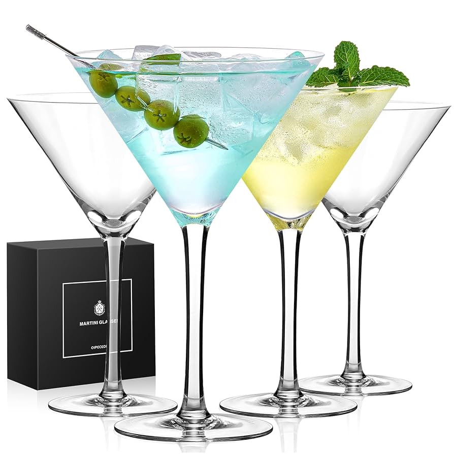 Martini Glasses Set of 4, 9 oz Crystal Cocktail Glasses, Hand Blown Crystal Martini Glasses for E... | Amazon (US)