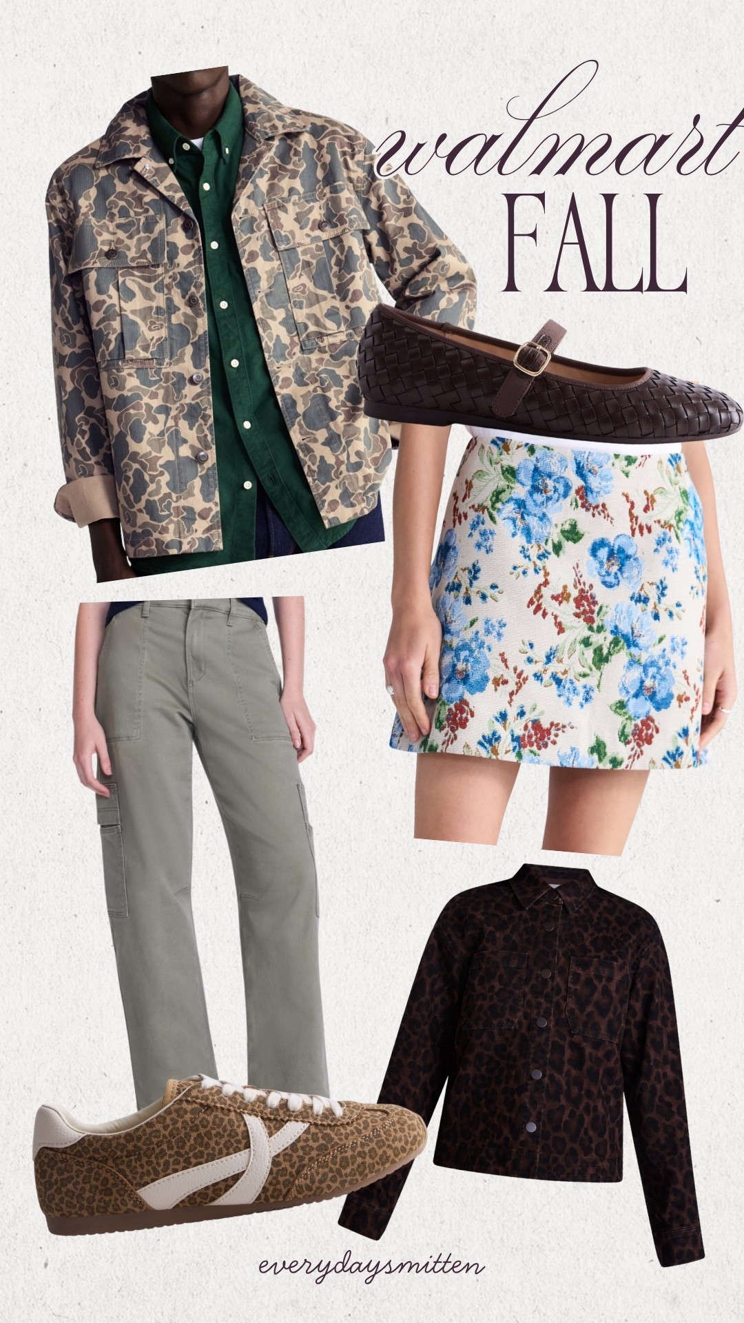 @Walmart fall outfits! 
Camo utility jacekt
jacquard mini skirt
cargo pants
leopard denim jacket
mary jane

#LTKOver40 #LTKWorkwear #LTKPetite
