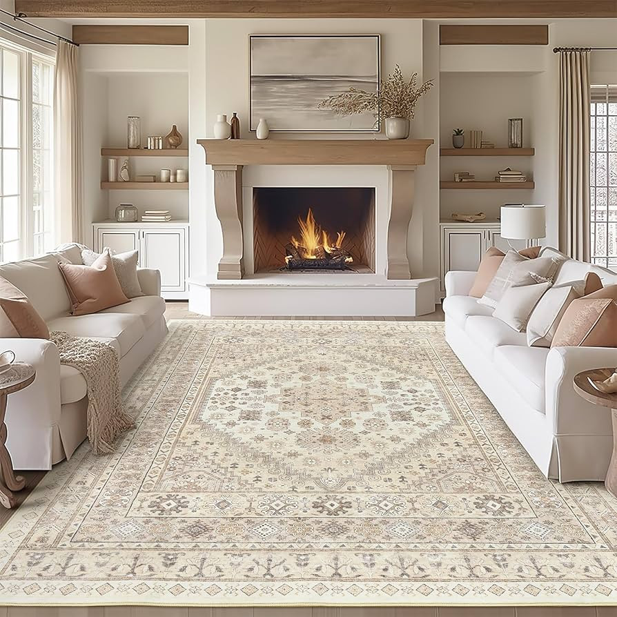 zesthome 8x10 Area Rugs for Living Room,Non-Slip Backing Washable Rugs,Vintage Large Area Rug，S... | Amazon (US)