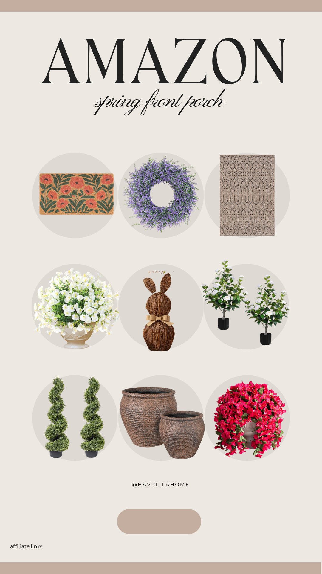 Amazon spring front porch decor, amazon outdoor decor, floral doormat, lavender wreath, neutral outdoor rug, faux white hydrangea, outdoor topiary trees, spiral topiary, large outdoor planters, faux bougainvillea plant, spring porch styling, affordable porch decor, front entry refresh ideas, neutral outdoor styling, havrillahome amazon 

 

#LTKSeasonal #LTKHome