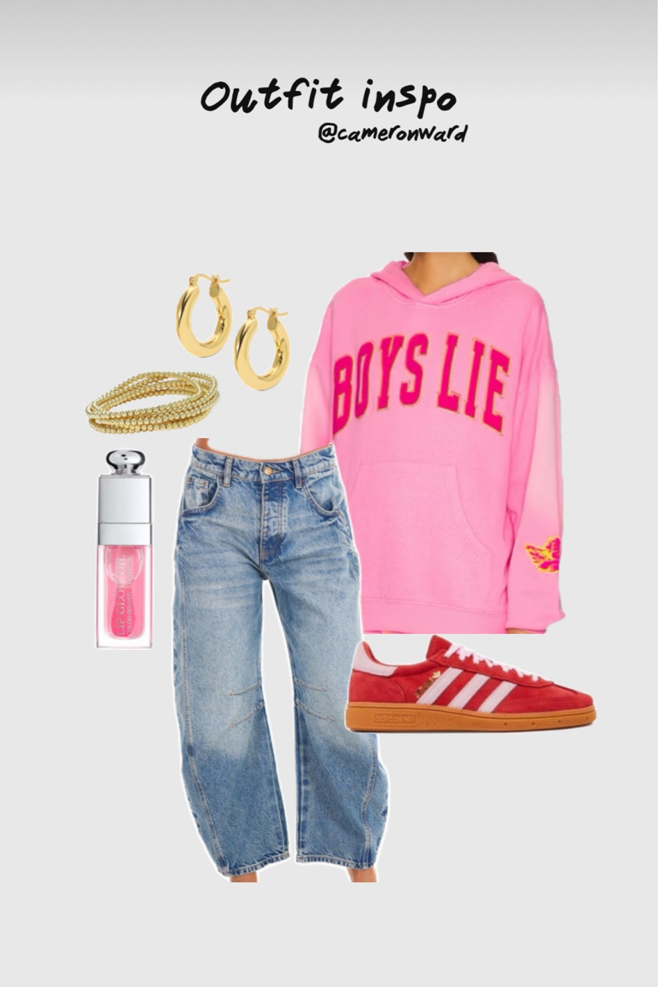 Pink hoodie, boys lie hoodie, oversized hoodie, barrel jeans, free people jeans, adidas handball, gold bracelets, gold hoops

#LTKStyleTip #LTKFindsUnder50 #LTKFallSale