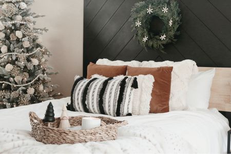 Master bedroom Christmas decor - Christmas tree - Christmas wreath - cozy blanket - Walmart finds - world market pillow - bedroom throw pillows - holiday decor - modern Christmas - boho Christmas 

#LTKhome #LTKHoliday #LTKunder50