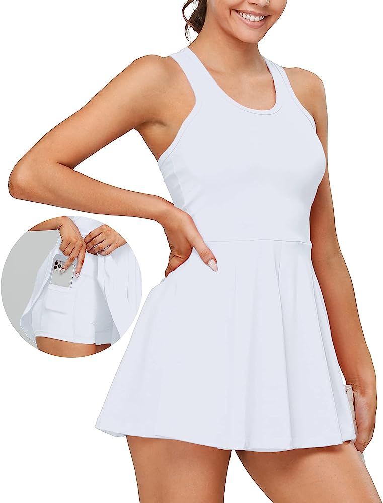 1a1a Women’s Tennis Golf Dress with Shorts Pockets Sleeveless Workout Sports Athletic Dresses | Amazon (US)