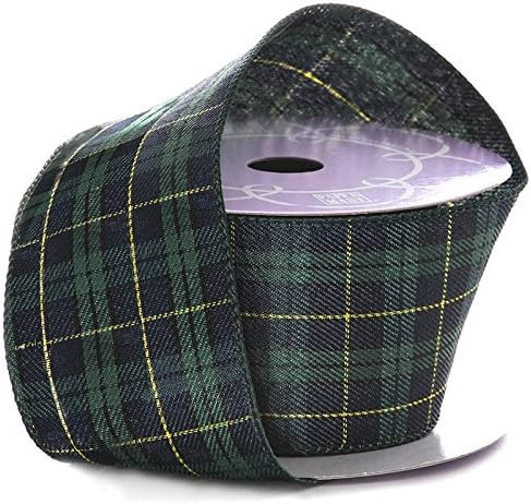 2 1/2" X 10 Yards Navy/Green Tartan Plaid Fbrc Wrd Ribbon | Amazon (US)