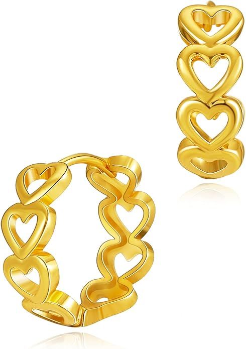 MRSXIA Huggie Earrings for Women Gold Hoop 18K Gold Filled Small Simple Delicate Hypoallergenic E... | Amazon (US)