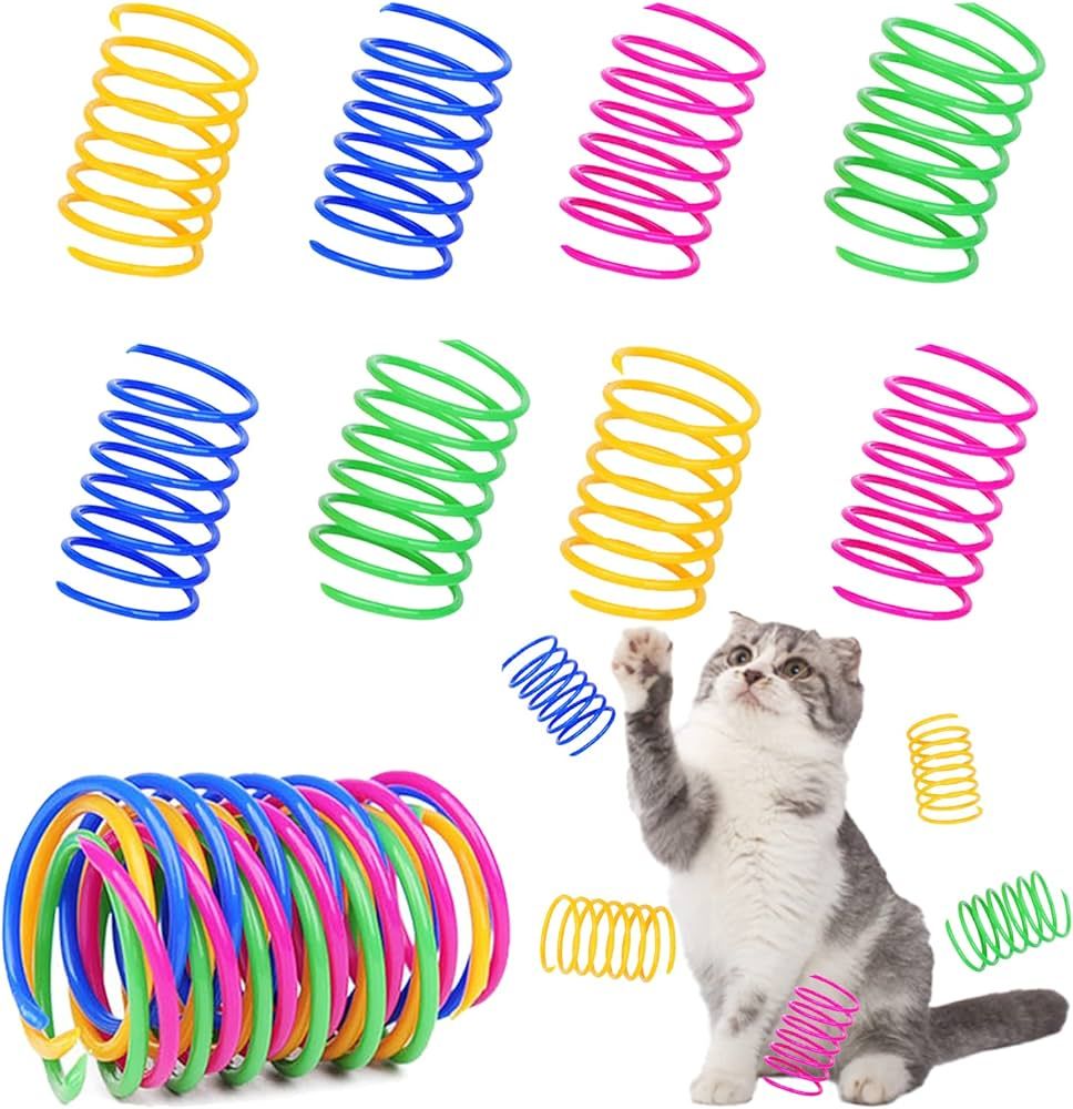 120 Pack Cat Spring Toy, Interactive Cat Toy for Indoor Cats Durable Plastic Coils Colorful Sprin... | Amazon (US)