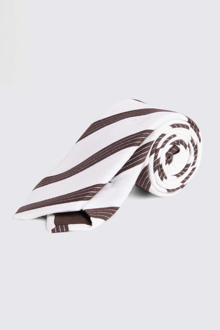 Bottinelli White & Chocolate Stripe Tie | Moss Bros Retail