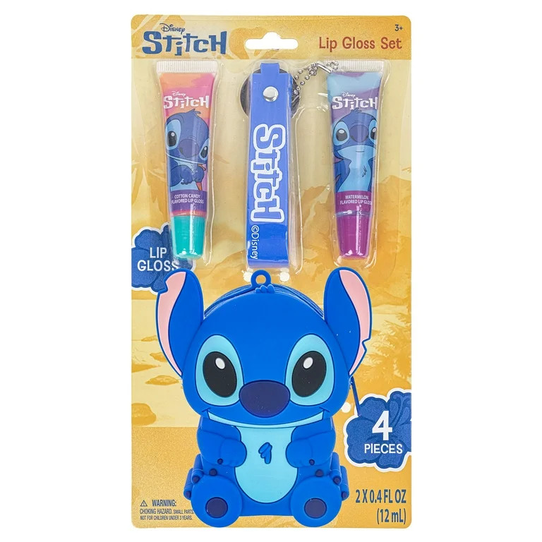 Disney Stitch Lip Gloss Set with Silicone Character Bag, Kids Ages 3+, 4-Pieces | Walmart (US)