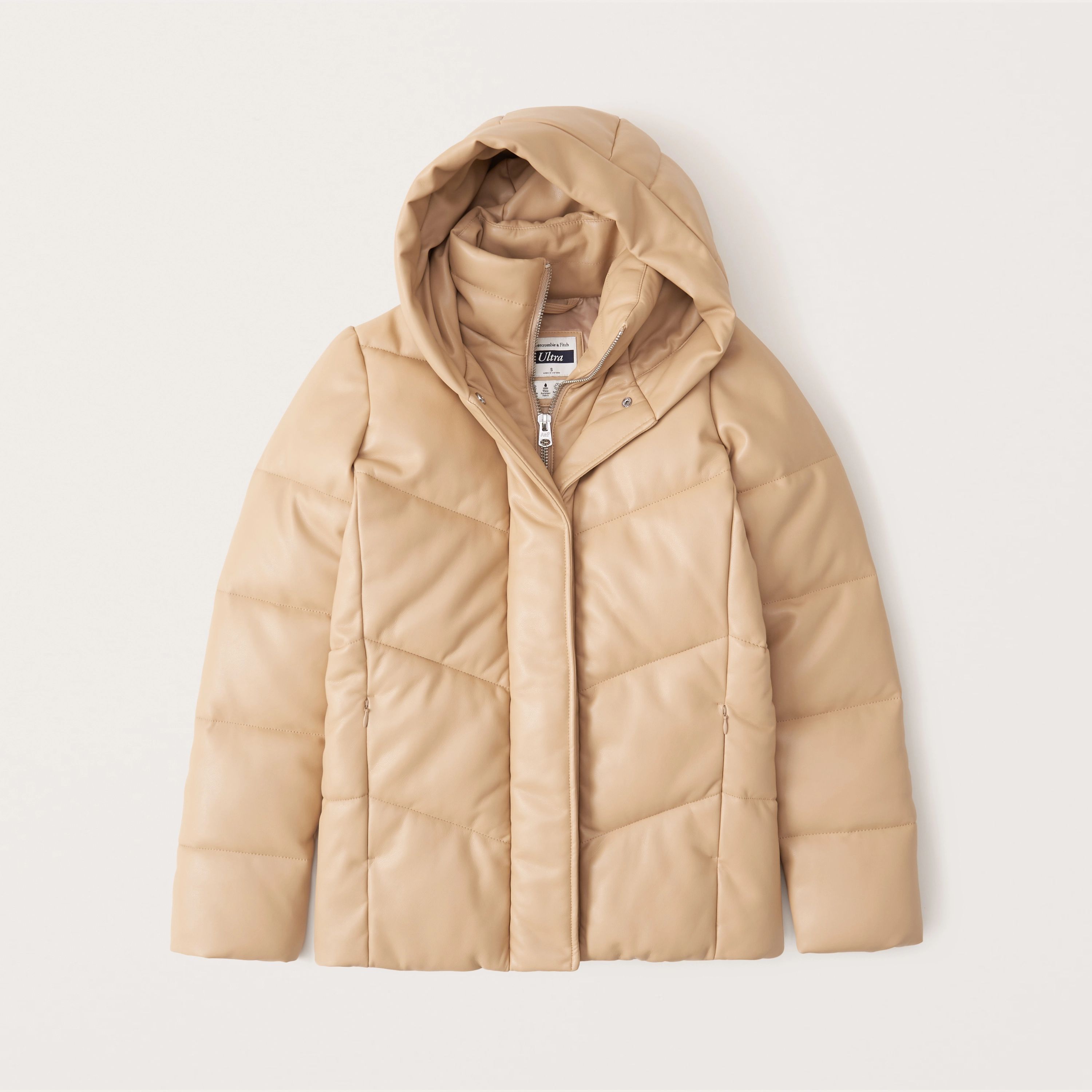 Ultra Mid-Length Vegan Leather Puffer | Abercrombie & Fitch (US)