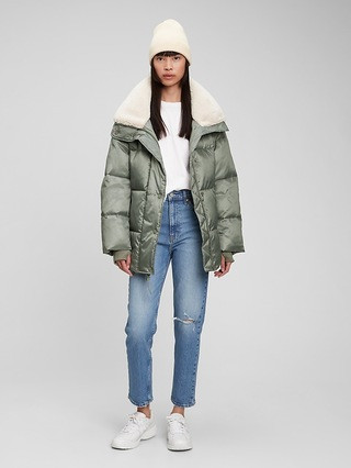 Heavyweight 100% Recycled Oversized Sherpa Puffer Jacket | Gap (US)