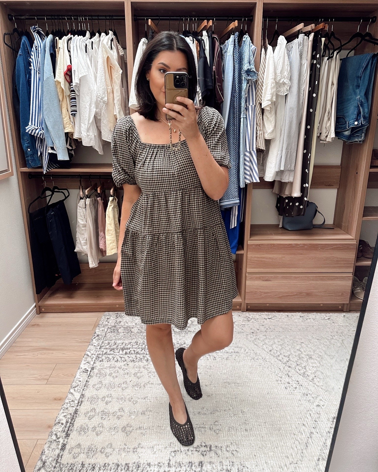 I was not expecting this dress to be as cute as it is! I went with the medium because it looked roomy + long and I was right. It runs big overall! The puff sleeves aren’t too puff, as well. Would be cute with tall boots later in the season as well.