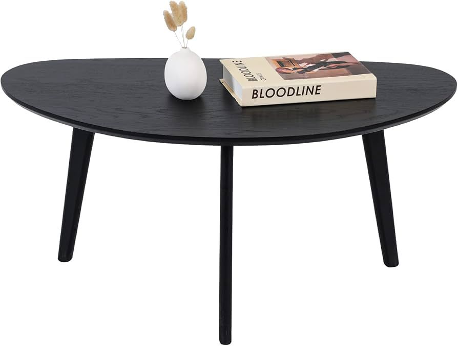 FIRMINANA Small Black Oval Coffee Table for Small Space Mid Century Modern Coffee Table for Livin... | Amazon (US)