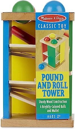 Melissa & Doug Deluxe Pound and Roll Wooden Tower Toy With Hammer | Amazon (US)