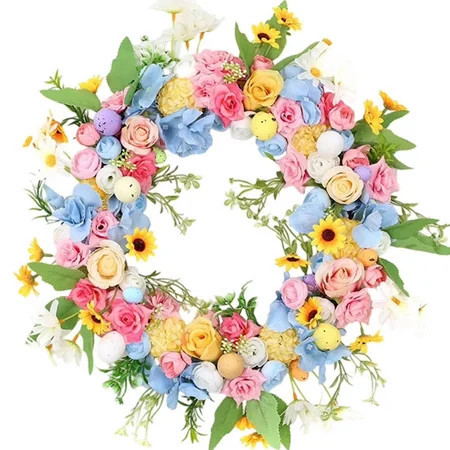 Farship Easter Wreath 17.7 Inches Easter Egg Spring Wreath for Front Door Easter Decoration for Indoor Outdoor | Walmart (US)