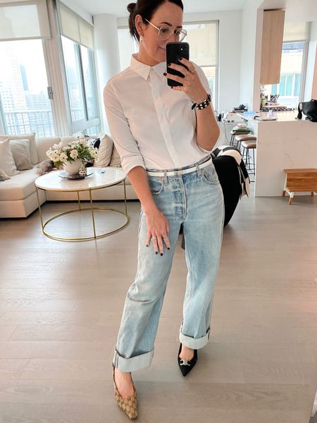 my go-to work outfit:  crisp white button down, jeans and heels #dailystyle #workstyle 

#LTKWorkwear