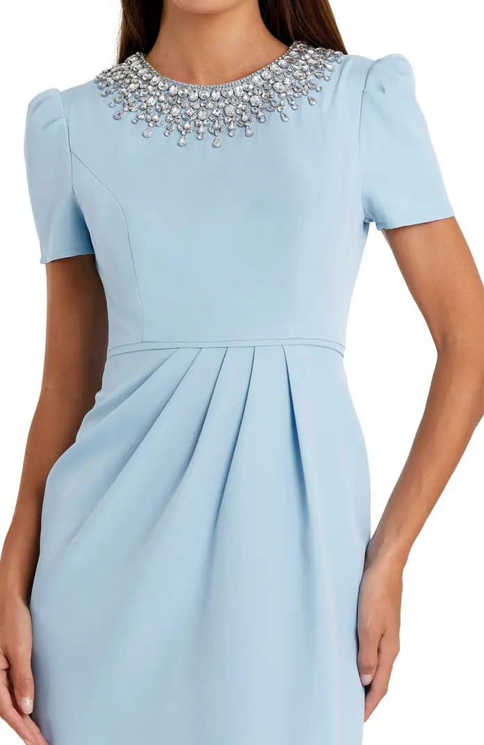 Hand Embellished Rhinestone Neckline Column Dress | Nordstrom