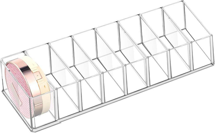 Tuanse 1 Pcs Acrylic Makeup Compact Organizer Detachable 8 Spaces Clear Vanity Drawer Organizer E... | Amazon (US)