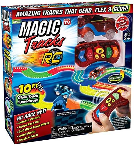 Ontel Magic Tracks 10 Foot Glow In The Dark Bendable Flexible Racetrack with LED Light-Up Race Car,  | Amazon (US)