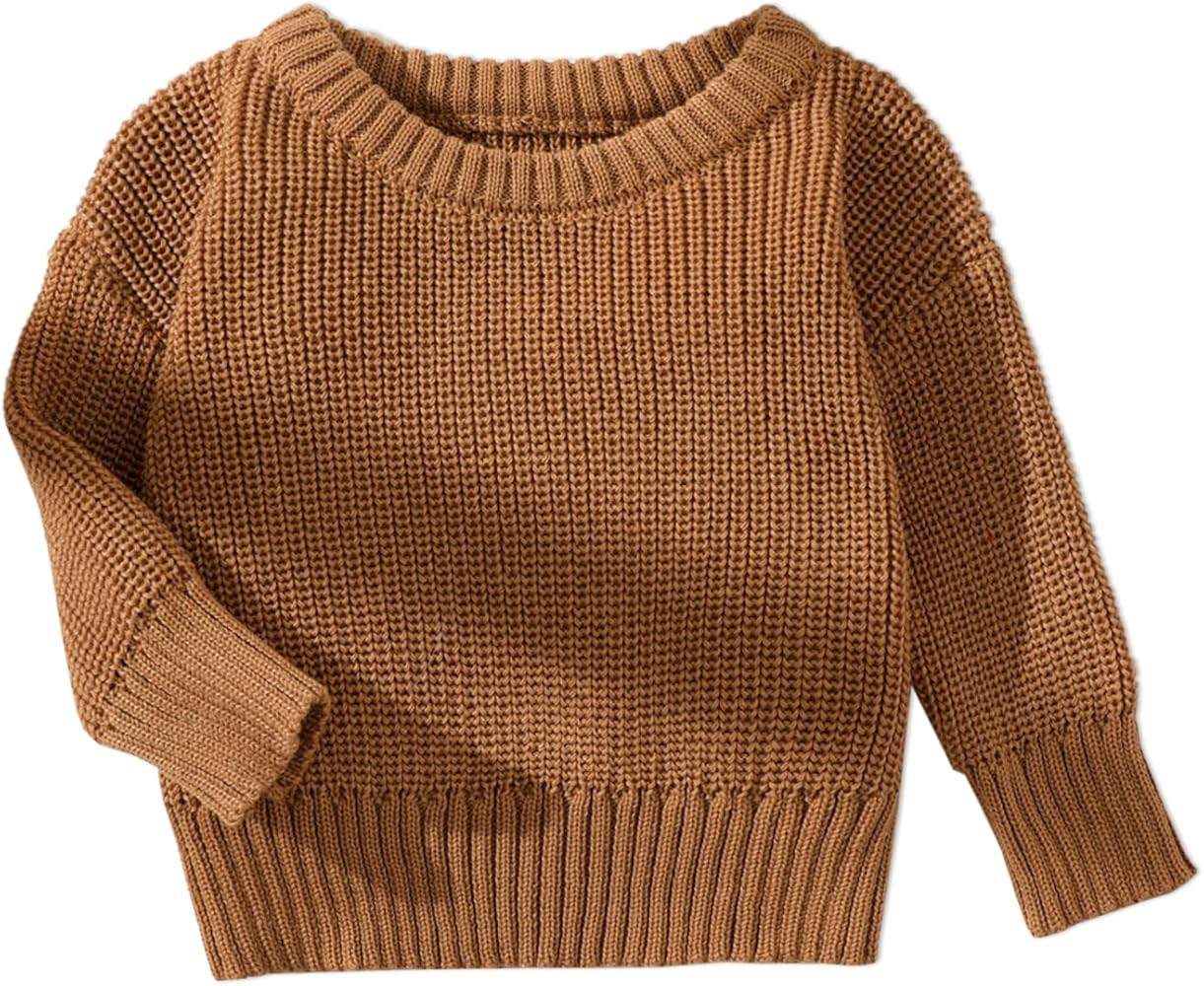 PATPAT Baby Girls Boys Newborn Sweater Crewneck Pull Over Knit Solid Long Sleeve Fall Winter Clot... | Amazon (US)
