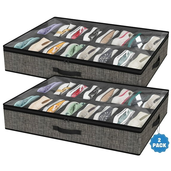 AcerichFad Under Bed Shoe Storage Organizer, 2 Pack 32 Pairs Foldable Under Bed Shoe Storage Orga... | Walmart (US)