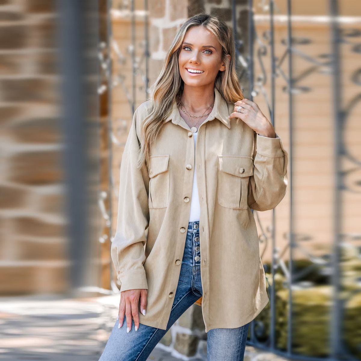 Women's Corduroy Button-Front Shacket -Cupshe | Target