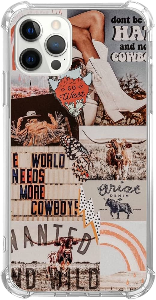 Vintage Cowboy Collage Case Compatible with iPhone 14 Pro Max, Cool Aesthetic West Cowboy Cowgirl... | Amazon (US)