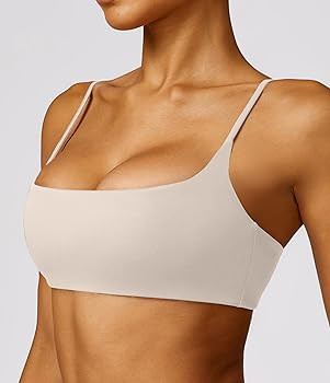 Comper Women's Sports Bra with Thin Straps Stretchy Wirefree Workout Bras Lightweight Workouts Br... | Amazon (US)