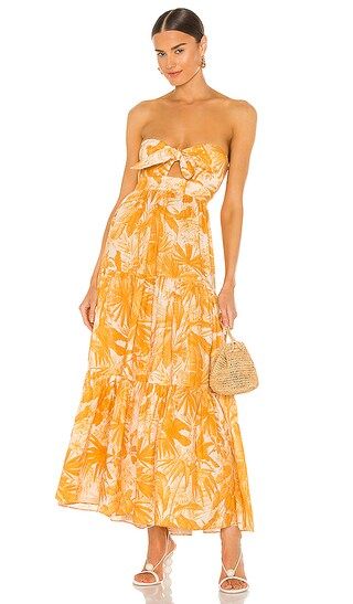 Mae Tie Midi Dress in Amber Palm | Revolve Clothing (Global)