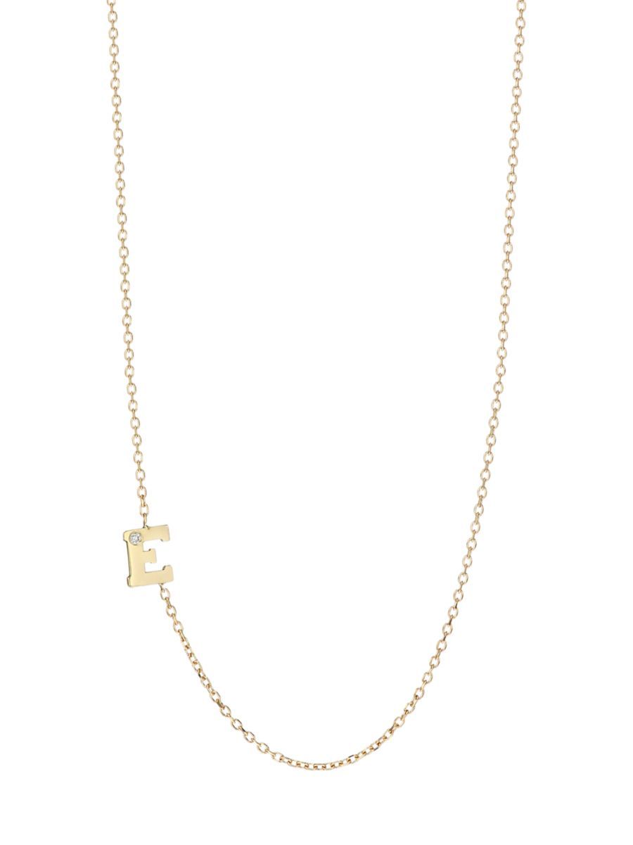 Love Letter 14K Yellow Gold Single Diamond Initial Necklace | Saks Fifth Avenue