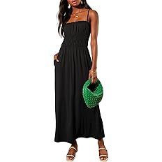 Dokotoo Summer Dress Casual Womens Fashion Sleeveless Midi Dress with Pockets Pleat Long Tiered M... | Amazon (US)