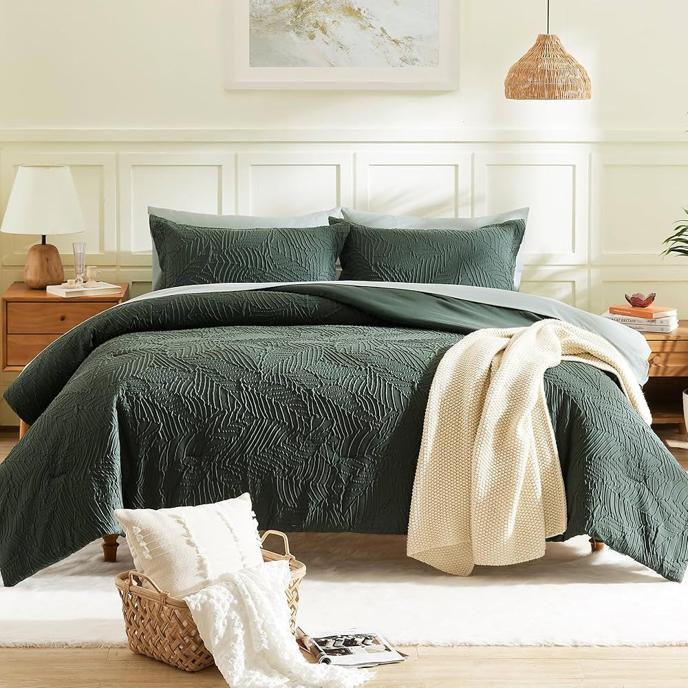 Geniospin King Size Comforter Set, Bed in a Bag Sage Green 7-Pieces, All Season Comfortable Seers... | Amazon (US)