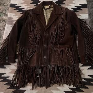 Vintage Vasquez Men's Thick Leather Suede Fringe Western Rancher Jacket L 60s | Poshmark