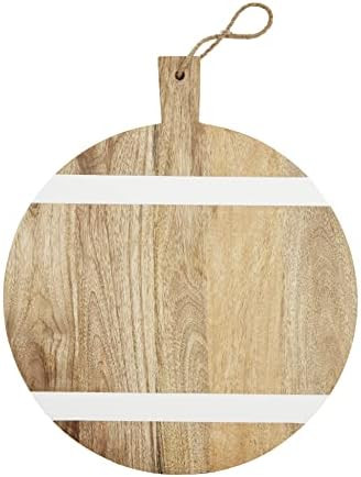 Mud Pie White/Wood Stripe Lazy Susan, 19" x 16" | Amazon (US)