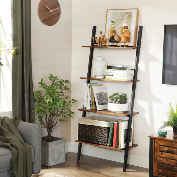 Alan 59.1" H x  25.19" W Metal Ladder Bookcase | Wayfair North America