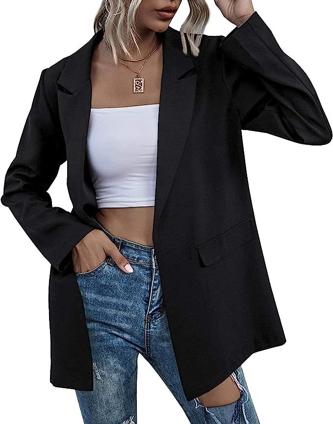 Womens Work Casual Oversized Blazers Long Sleeve Open Front Office Business Jackets | Amazon (US)
