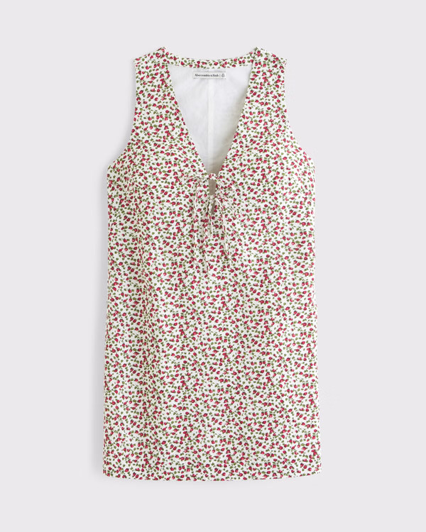 Women's Linen-Blend Tie-Front Mini Dress | Women's Dresses & Jumpsuits | Abercrombie.com | Abercrombie & Fitch (US)