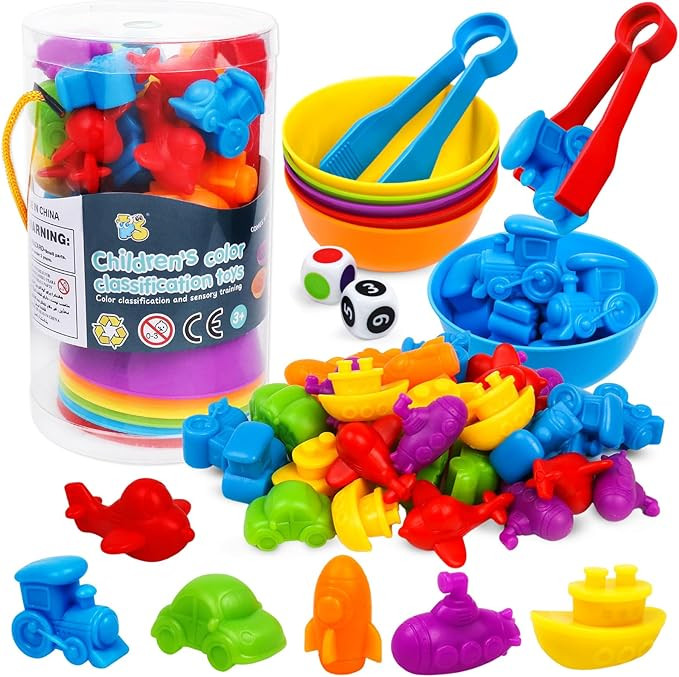 Counting Transport Matching Game with Rainbow Bowls,Color Sorting & Sensory Training Montessori P... | Amazon (US)