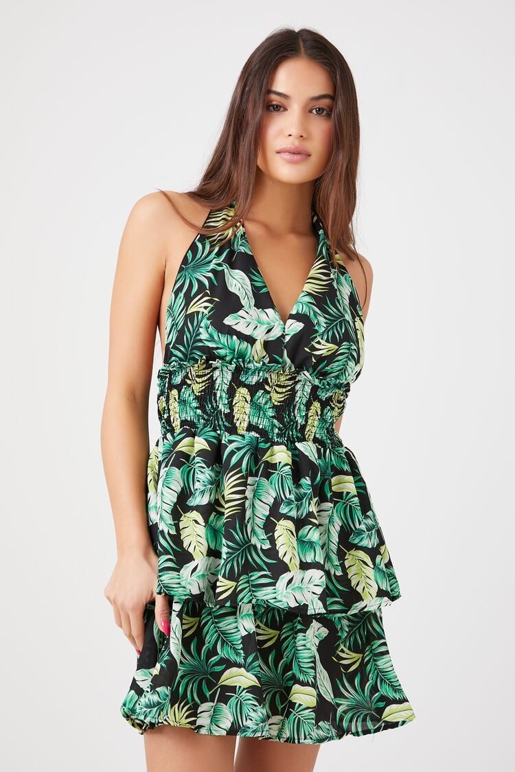 Tropical Print Halter Mini Dress | Forever 21