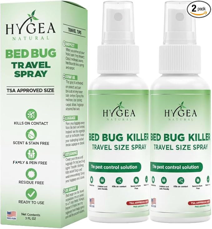 Hygea Natural Lice, Mite, and Bed Bug Killer Travel Spray - TSA Approved 3 oz Size Bottles, Child... | Amazon (US)