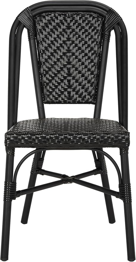 SAFAVIEH PAT4013A-SET2 Outdoor Collection Daria Stacking Side Chair, Black (Pack of 2) | Amazon (US)