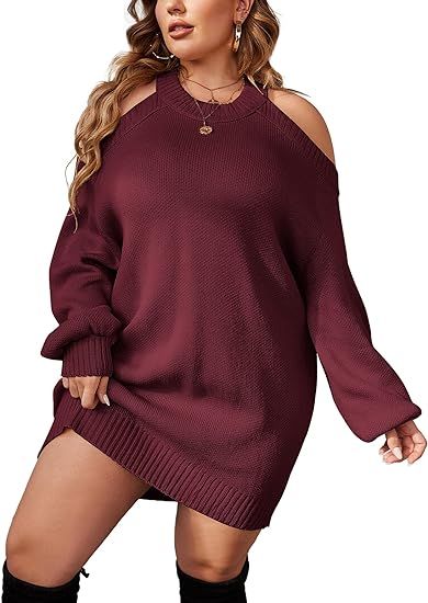 IN'VOLAND Women's Plus Size Sweater Dress Long Sleeve Bodycon Sweater Christmas Xmas Oversize Pul... | Amazon (US)