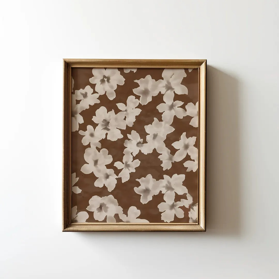 Neutral Abstract Floral Pattern Downloadable Print | Cottage Core Large Wall Art | Preppy Wall De... | Etsy (US)