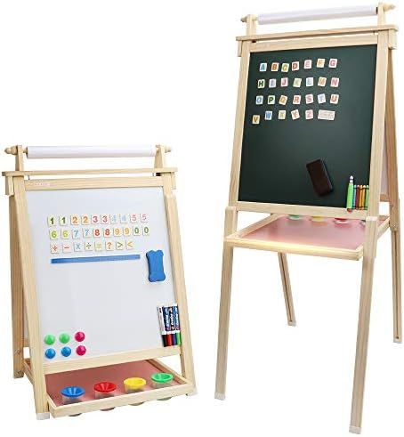 Dripex Kids Art Easel with Paper Roll, Double Sided Toddler Children Easel Chalkboard and Magneti... | Amazon (US)