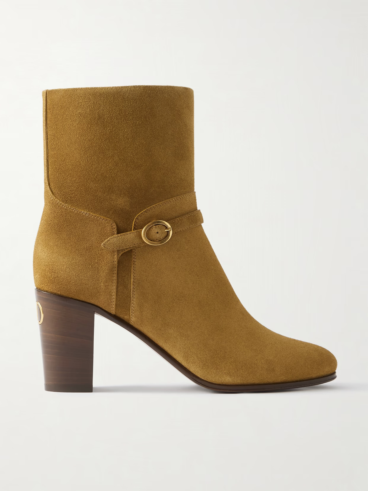 Valentino Garavani - Pattie 75 Buckle-embellished Suede Ankle Boots - Brown | NET-A-PORTER (US)