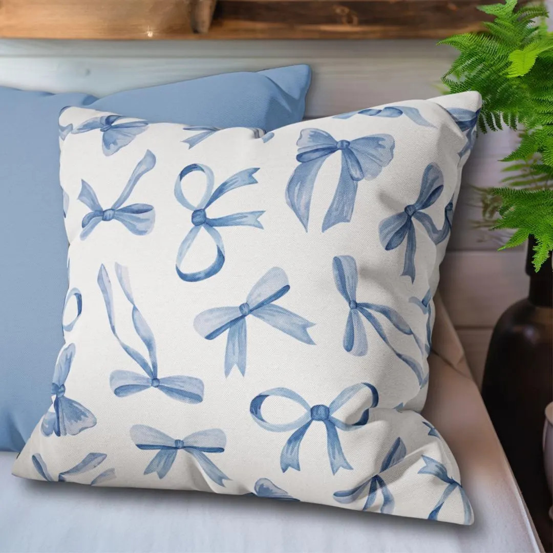 Coquette Bow Pillow Cover Coquette Blue Bow Pillowcase Coquette Bows Pillow Blue Pillow Preppy Gi... | Etsy (US)