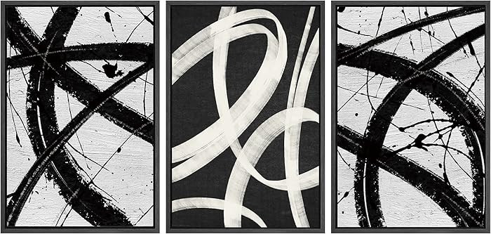 SIGNWIN Framed Canvas Print Wall Art Set Geometric Duotone Ring Landscape Graffiti & Street Art A... | Amazon (US)